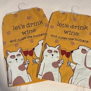 Cat-Themed Wine Towel Set